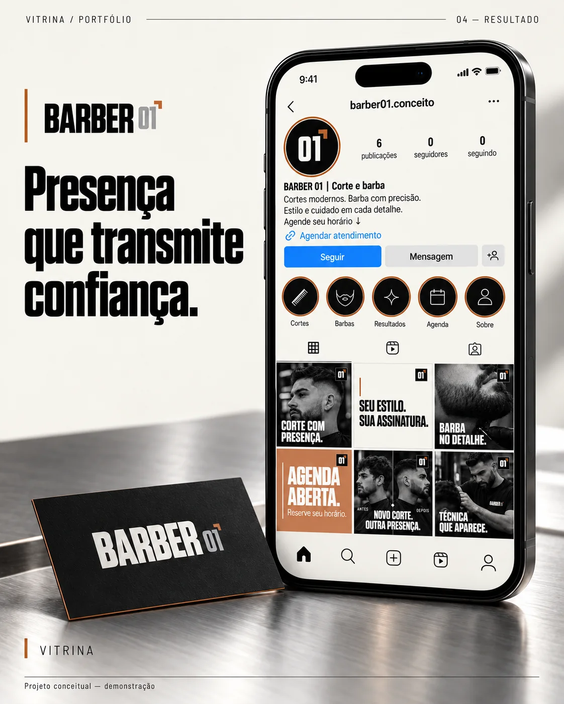 BARBER 01: identidade e Instagram profissional para barbeiro